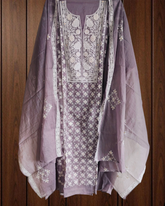 Soft Mul Chanderi Un-Stitched Embroidered Suit with Zari Detailing